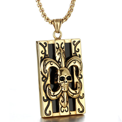 Scout Flower Skull Pendant Punk Necklace Retro Trendy Men's Pendant