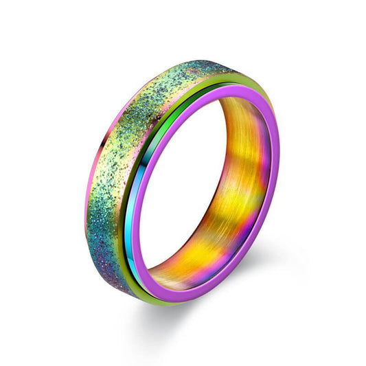 Colored Minimalism Frosted Rotatable Ring