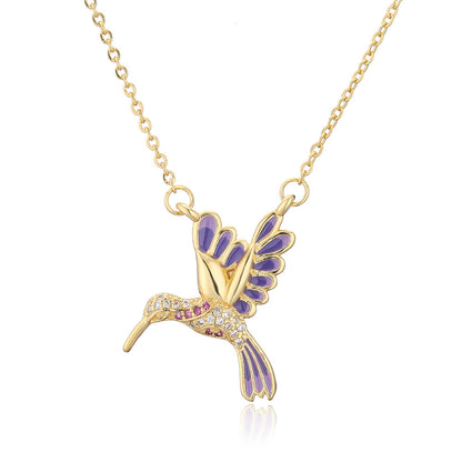 Cute Full Stones Bird Shape Pendant Necklace