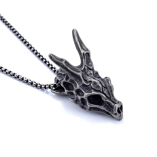 Vintage Dragon Head Skull Bone Stainless Steel Pendant