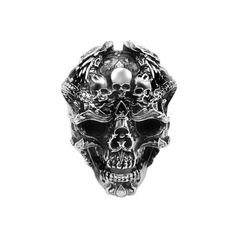 Vintage Skull Inlaid Skull Head Ring