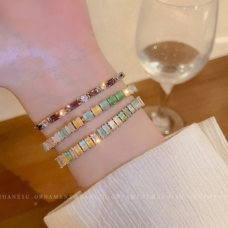 Colored Zircon Adjustable Bracelet