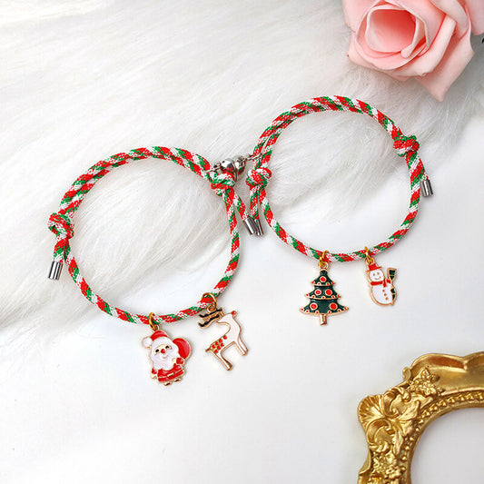 Christmas Love Magnet Braided Couple Bracelet A Pair Of Men And Women Bracelets