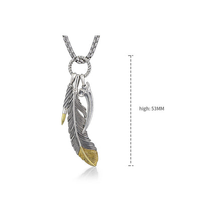 Feather Sterling Silver Necklace Vintage Pendants Necklace