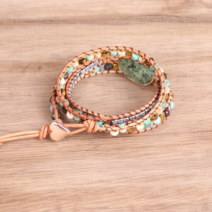 Beaded Leather Wrapped Bracelet