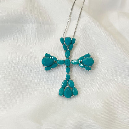 Inlaid Turquoise Pendant Necklace