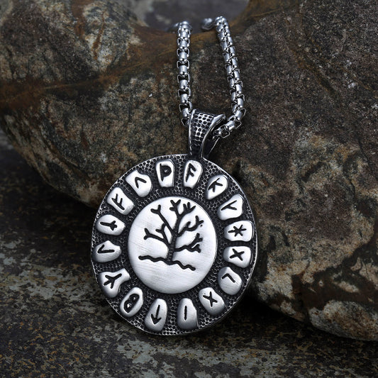 Vintage Stainless Steel Tree of Life Pendant Necklace