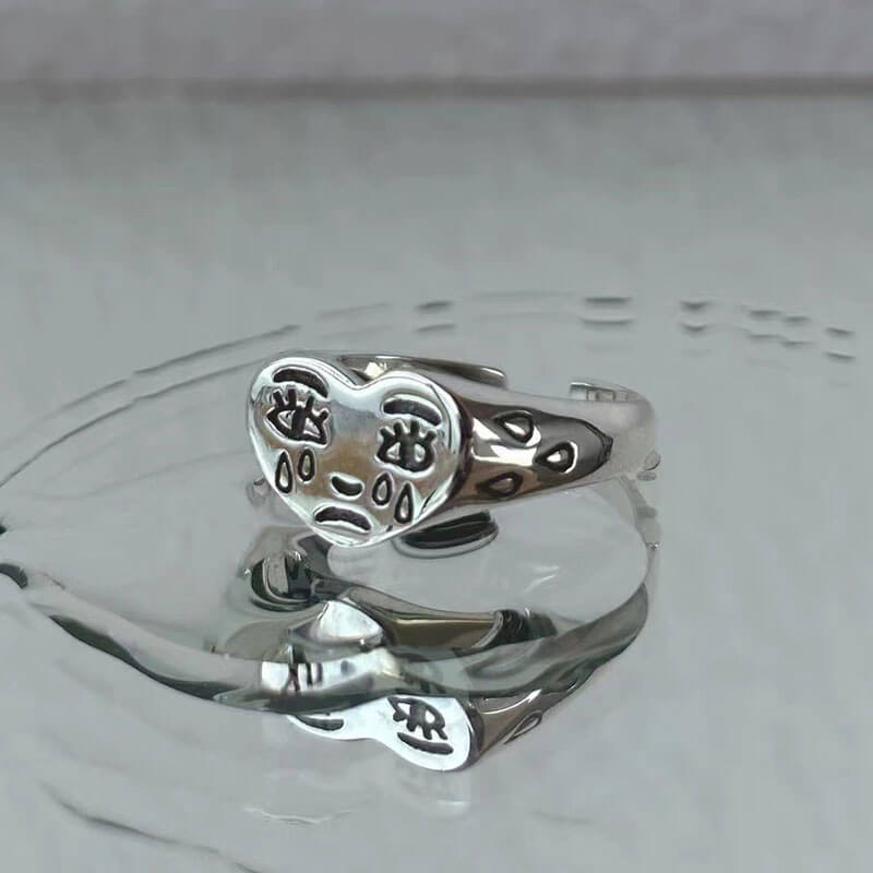 Vintage Cry Cry Graffiti Unique Design Couple Ring