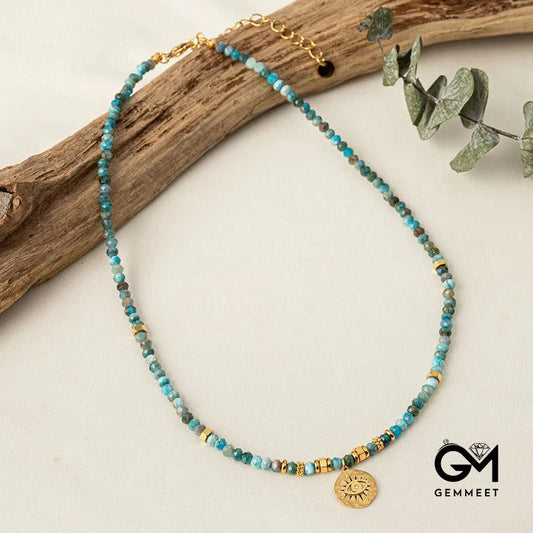 Elegant Blue Turquoise Beaded Evil Eye Necklace