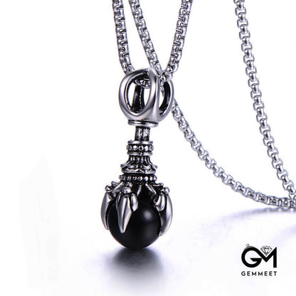 Stainless Steel Diamond Pestle Glass Bead Necklace