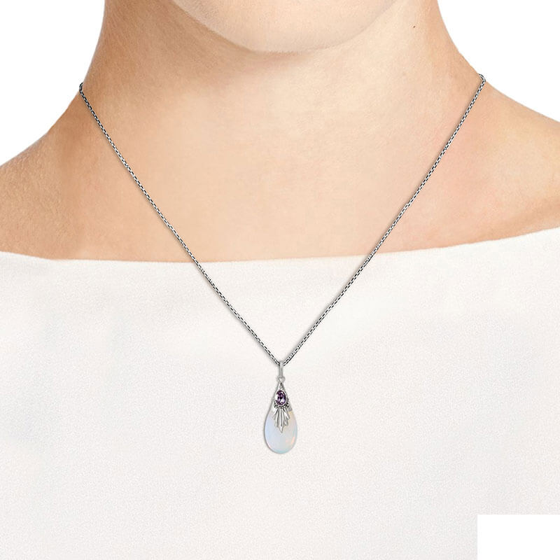 Moonstone Teardrop Water Drop Pear Shaped Necklace