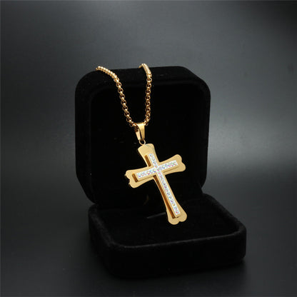 Cross Colored Zircon Punk Men's Personalized Pendant