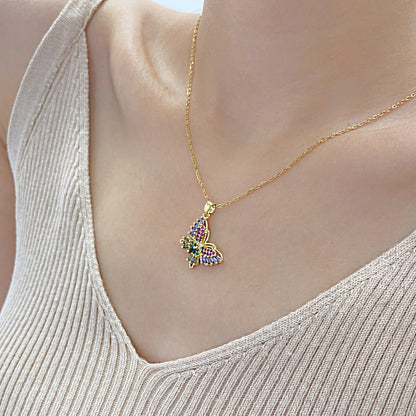 Butterfly Zircon Pendant Necklace