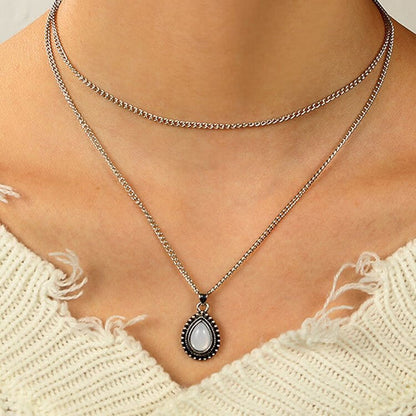 Drip Shape Moonstone Double Choker Necklace