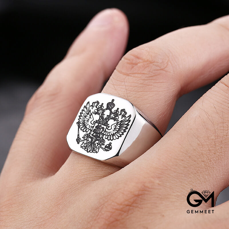 Stainless Steel Masonic Double-headed Eagle Ring