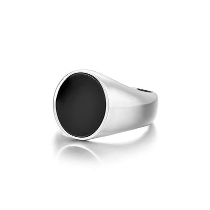 Fashion Men's Black Onyx Round Chain Ring