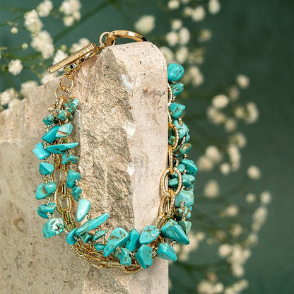 Turquoise Double Layer Alloy Bracelet