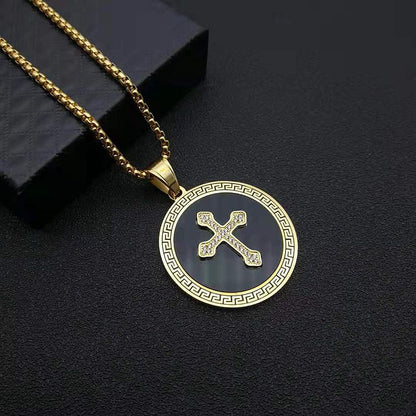 Hip Hop Cross Gold Plated Copper Micropaved Zirconia Pendant