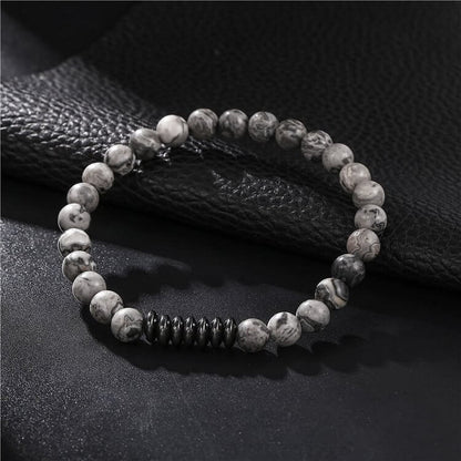 6mm Natural Stone Beads Mens Bracelet