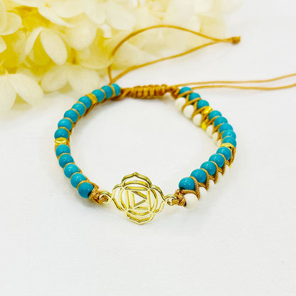 Turquoise White Double Braided Wrap Bracelet