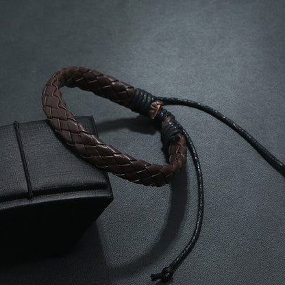 Simple Pull Adjustment Color Leather Bracelet for Men and Women