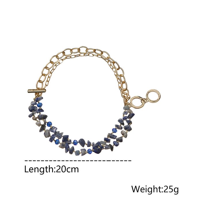 Blue Sodalite Double Layer Alloy Bracelet