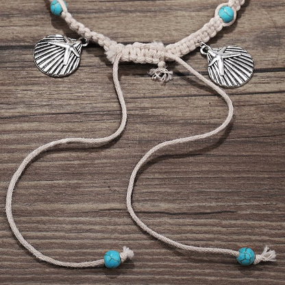 Turquoise Starfish Wave Charm Bracelet Anklet