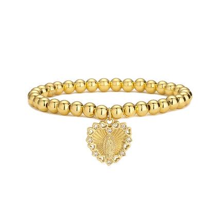 Golden Halo Virgin Mary Pendant Bracelet