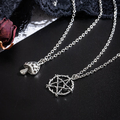 Halloween Chain Punk Star Mushroom Pendant Double Layer Necklace