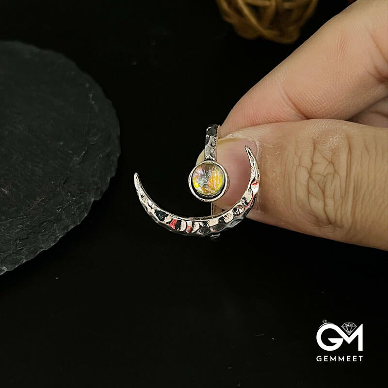 Pound The Sun Moon Moonstone Opening Ring