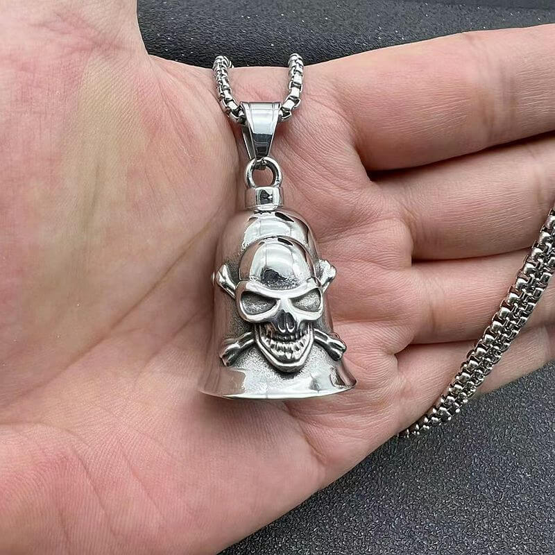 Retro Punk Men's Motorcycle Skull Riding Exorcism Bell Pendant