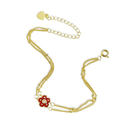 Monet Garden Red Pearl Flower Bracelet