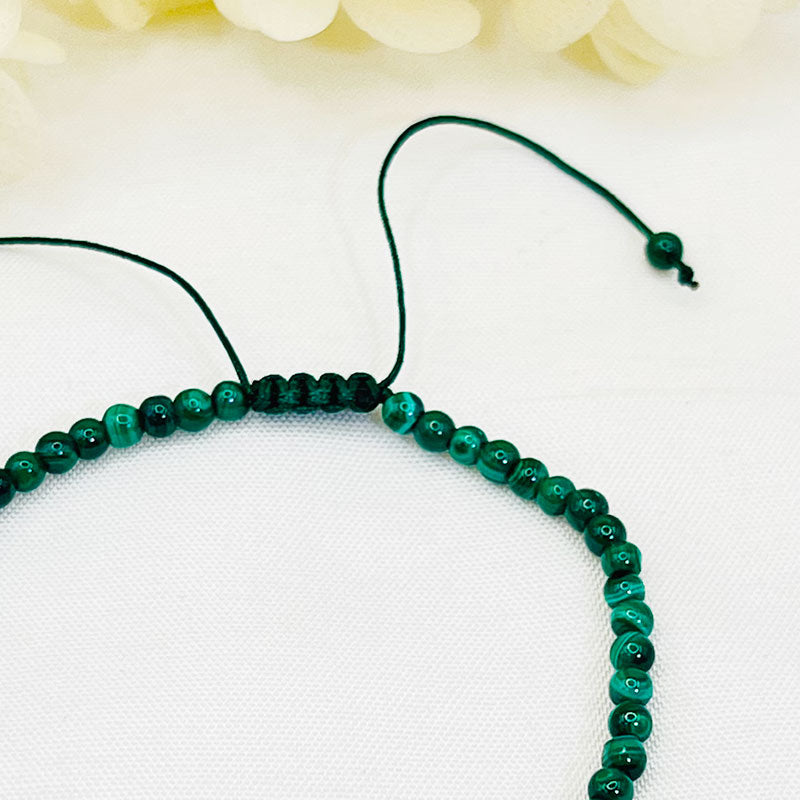 Flower Green Stone Woven Bead Bracelet