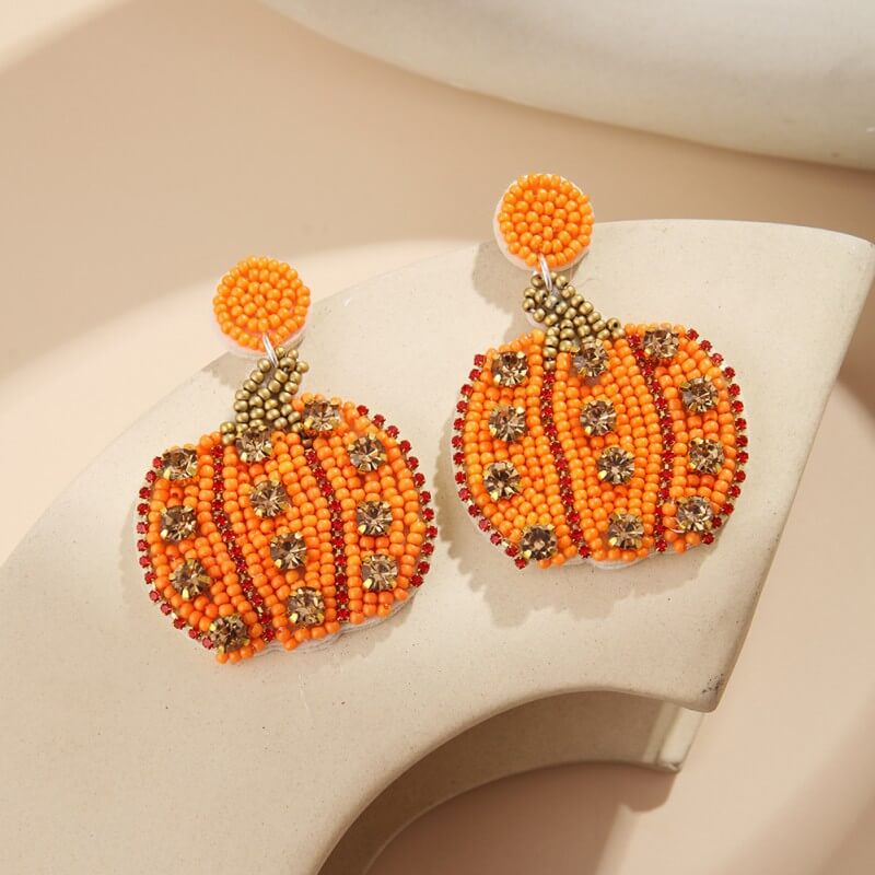 Halloween Fabric Beads Ethnic Style Handmade Pumpkin Ghost Earrings