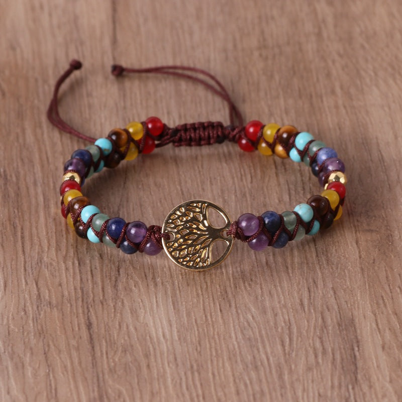 Double Woven String Bracelet with Colorful Tree