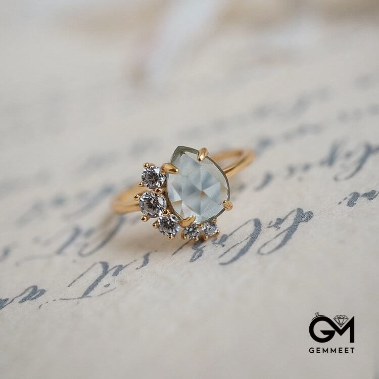 "The Eternal Bliss" - Aquamarine with Zircon Ring