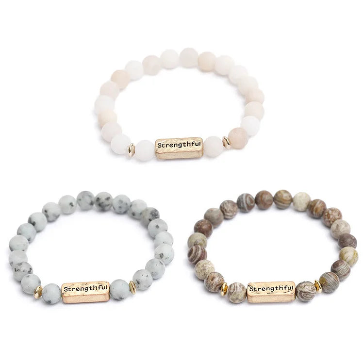 Natural Gemstone Strengthful Engraving Bracelet