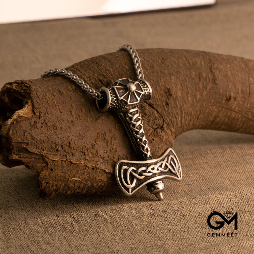 Vintage Viking Axe Titanium Steel Necklace