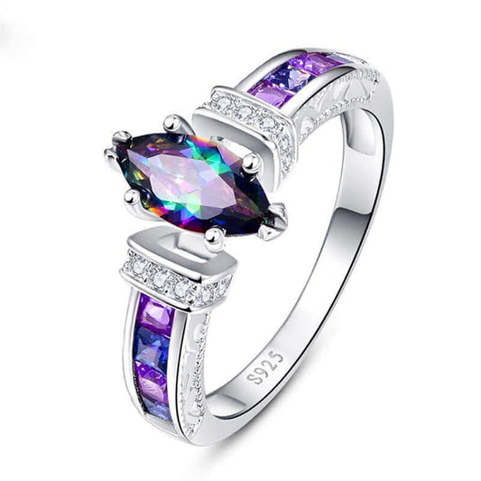 Delicate Colorful Oval Zircon Ring