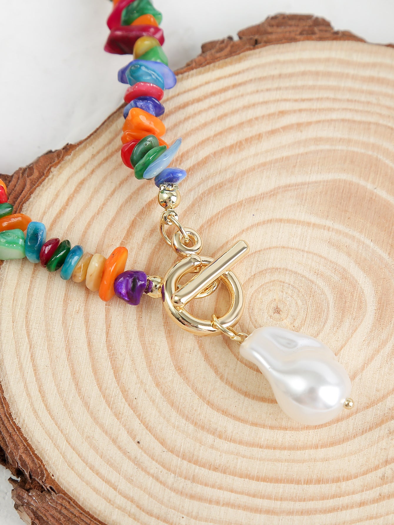 Colorful Irregular Full Stones Chain Necklace