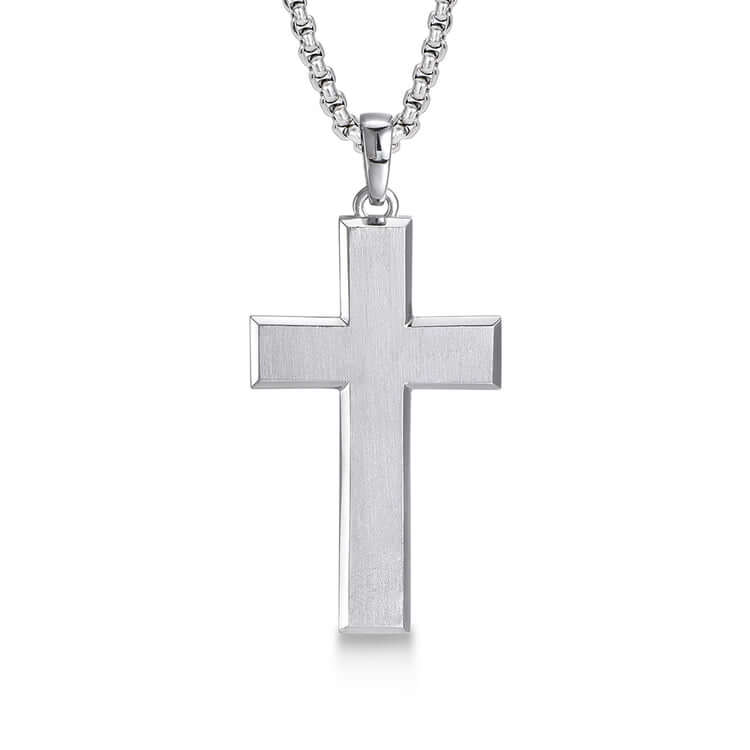 Sterling Silver Simple Cross Pendants Necklace