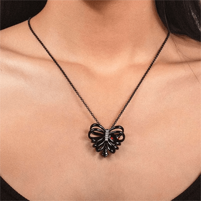 Women's Black Gothic Rib Cage Necklace