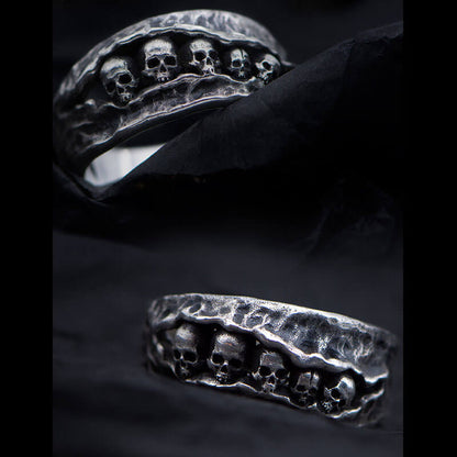 Vintage Men's Five Skull Ring