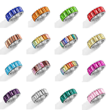 Colorful Gemstone Vertical Baguette Eternity Ring