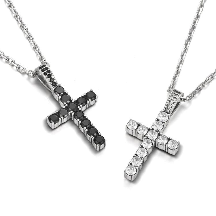 Sterling Silver Cross Zircon Pendants Necklace