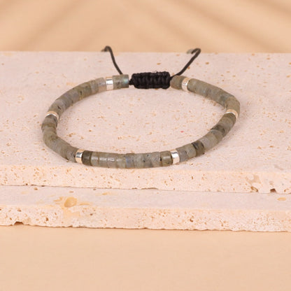 Labradorite Flash Stone Bead Woven Bracelet