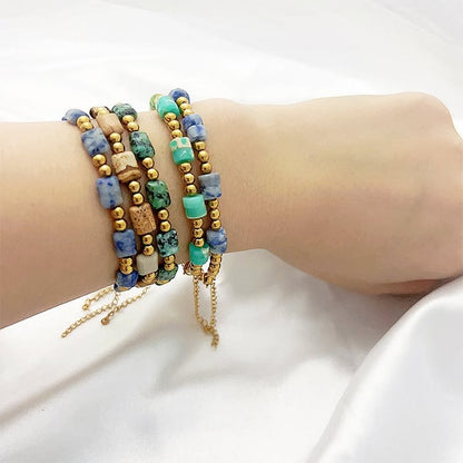 Bohemian Ethnic Stone Column Beaded Bracelet