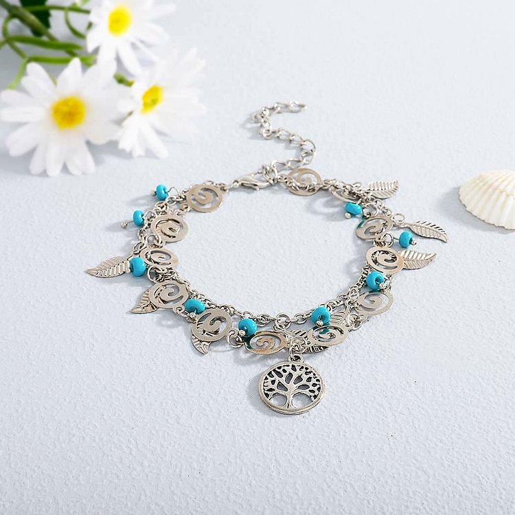 Turquoise Tree of Life Pendant Bracelet Anklet