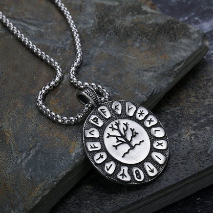 Vintage Stainless Steel Tree of Life Pendant Necklace