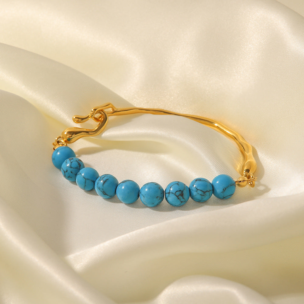 Wind Blue Stone Natural Pearl Bracelet